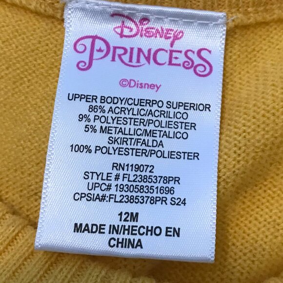 DISNEY SIZE 12M Belle Dress from Beauty and the Beast - Picture 3 of 4